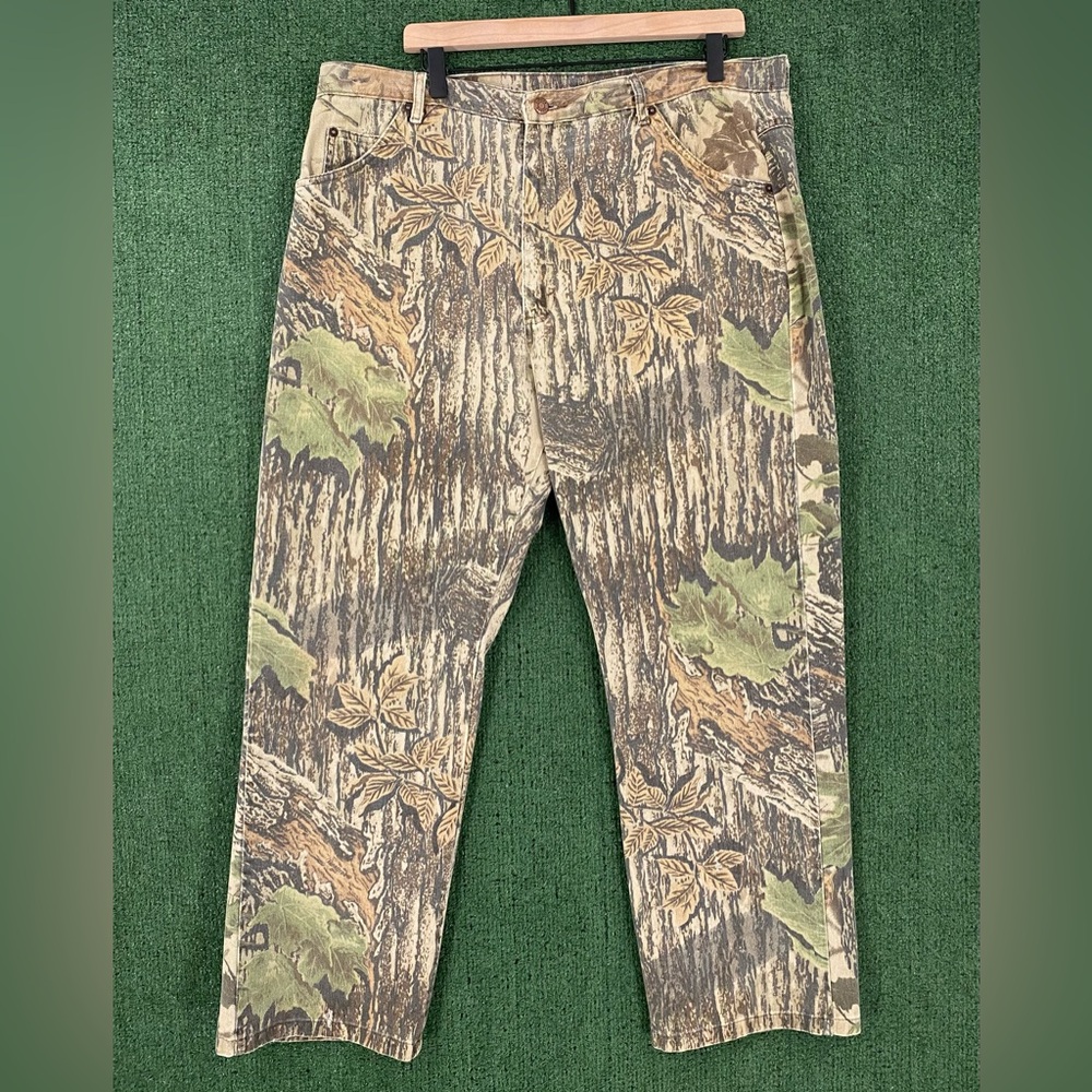 Vintage 90’s Duxbak Realtree Bark Leaf Camo Denim Jeans Mens Size 38